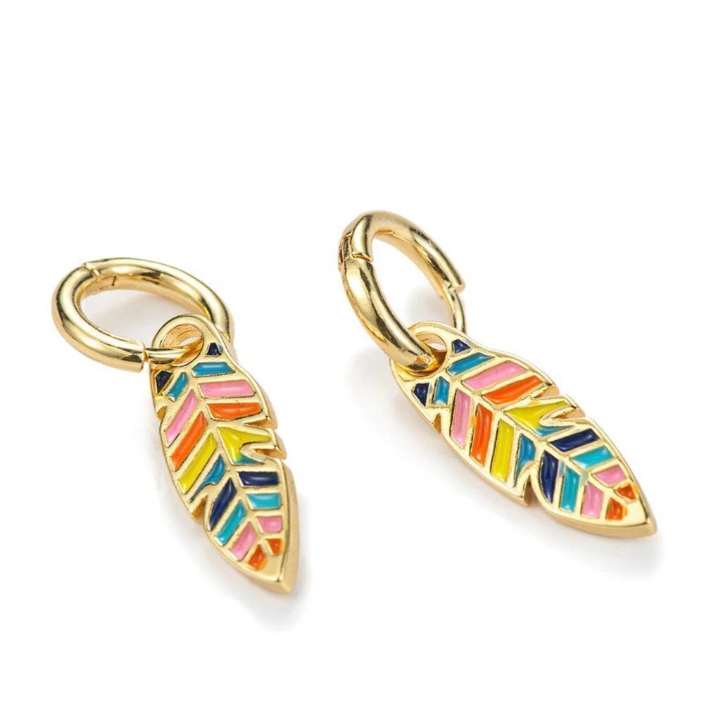 Bohemian Painted Feather Dangle Earrings